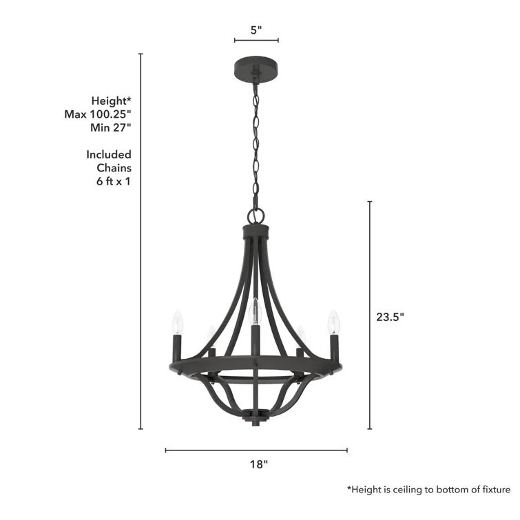 Perch Point 5 Light Candle Style Wagon Wheel Chandelier