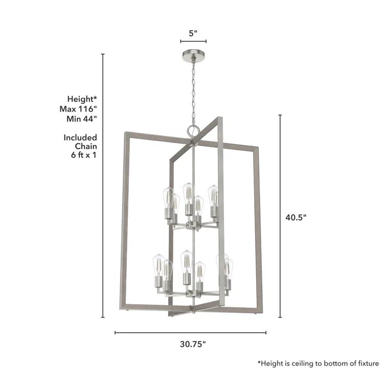Woodburn 12 Light 30.5 Inch Foyer Pendant Ceiling Light Fixture