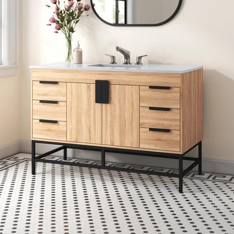 Corley 48'' Single Bathroom Vanity with Engineered Marble Top