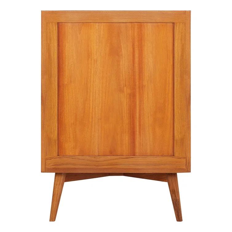 24" Natural Teak Single Bathroom Vanity with Arctic White Quartz Top
