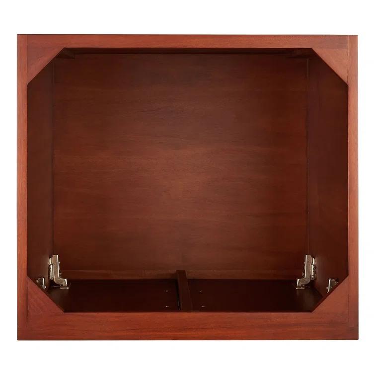 24" Natural Teak Single Bathroom Vanity with Arctic White Quartz Top