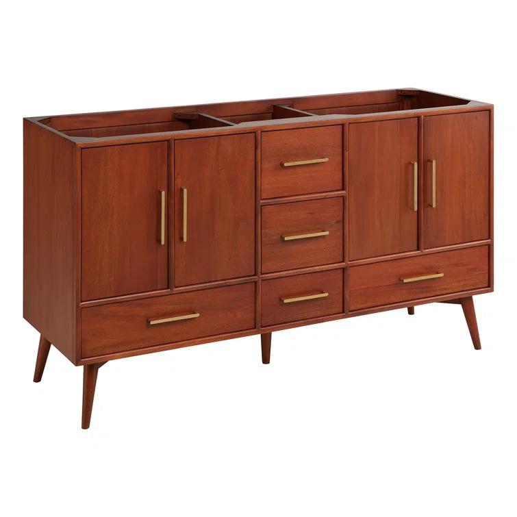 60" Novak Double Bathroom Vanity Set with Rectangular Undermount Sinks