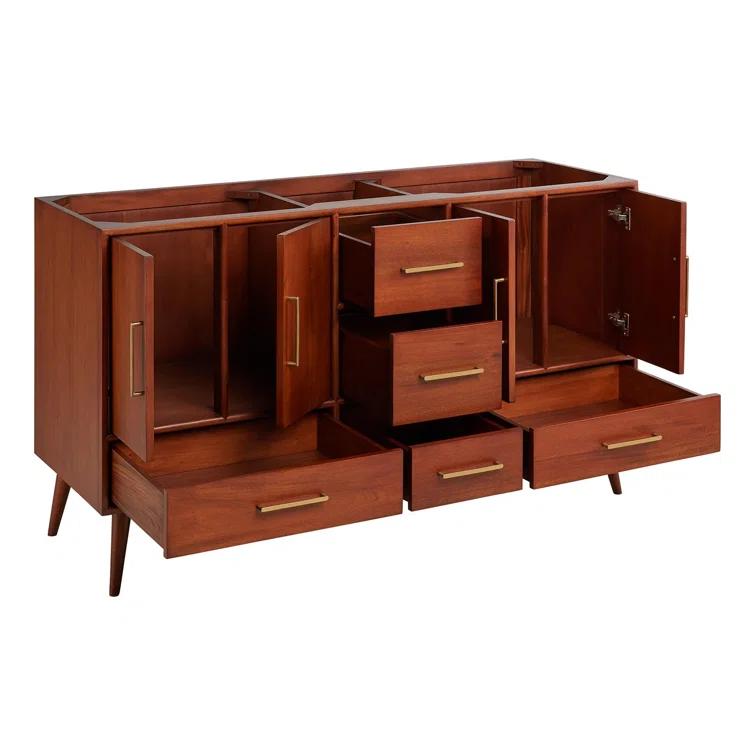 60" Novak Double Bathroom Vanity Set with Rectangular Undermount Sinks