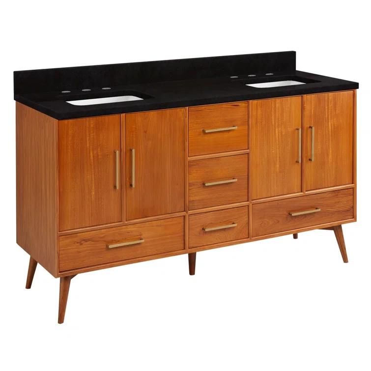 60" Novak Double Bathroom Vanity Set with Rectangular Undermount Sinks