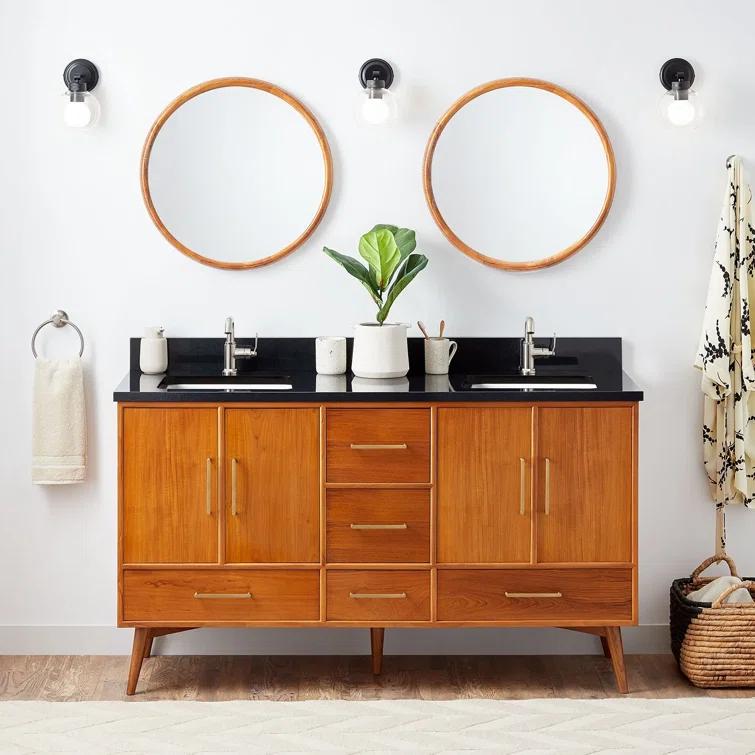 60" Novak Double Bathroom Vanity Set with Rectangular Undermount Sinks