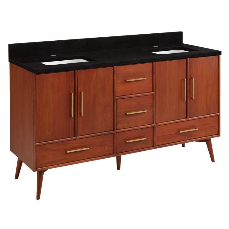 60" Novak Double Bathroom Vanity Set with Rectangular Undermount Sinks