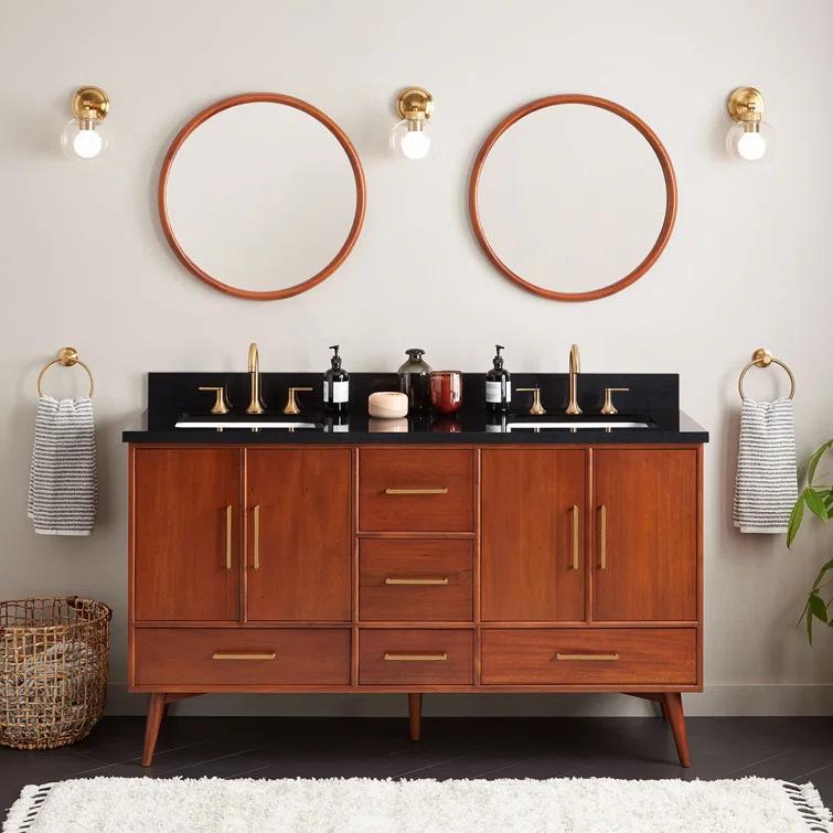 60" Novak Double Bathroom Vanity Set with Rectangular Undermount Sinks