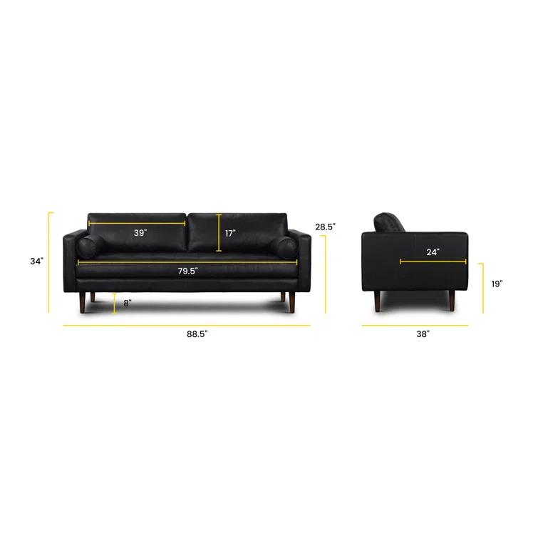 Napa 88.5'' Full-Grain Genuine Italian Leather Sofa
