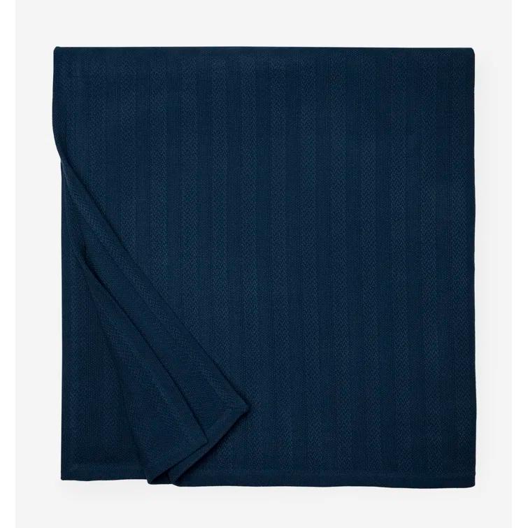 Tavira Sophisticated Navy Twin Cotton Woven Blanket