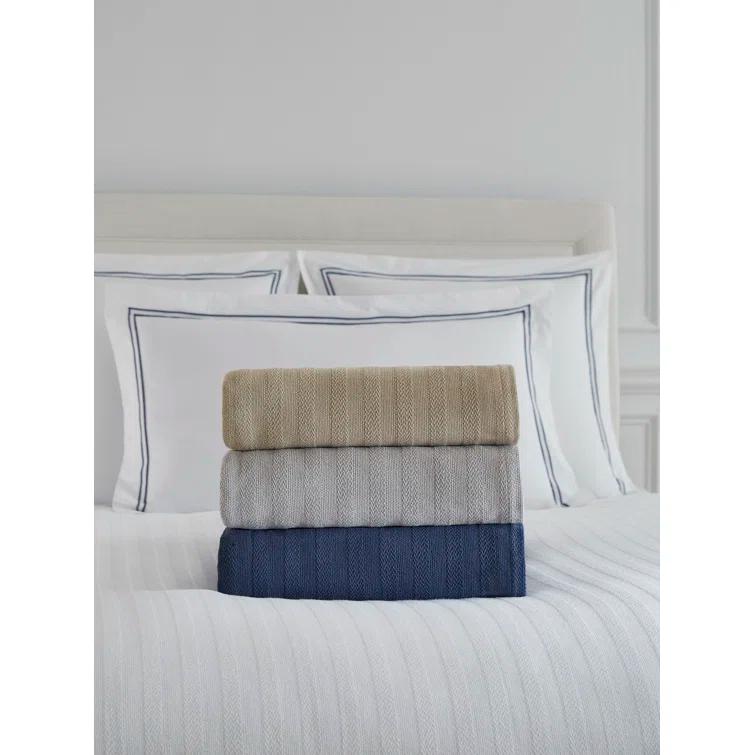 Tavira Sophisticated Navy Twin Cotton Woven Blanket