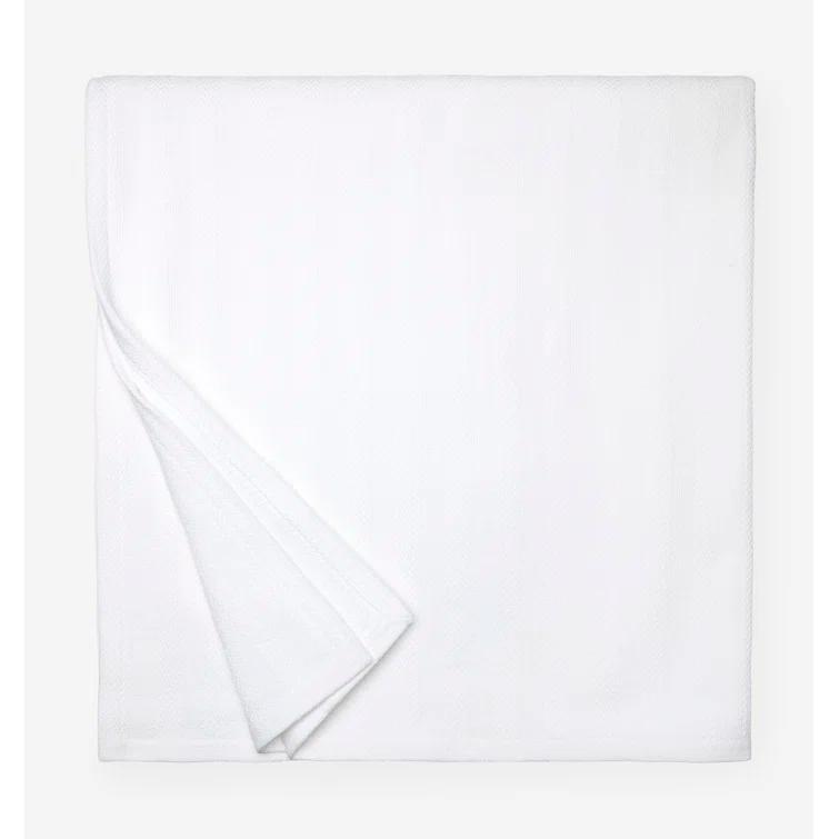 Tavira Sophisticated White Striped Cotton Full/Queen Blanket