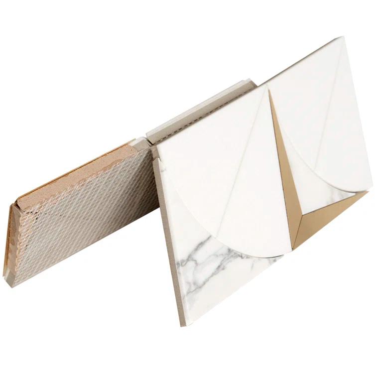 Larvotto 8.3 in. x 11.65 in. Polished Marble and Brass Mosaic Wall Tile (0.67 Sq. Ft. / Sheet)