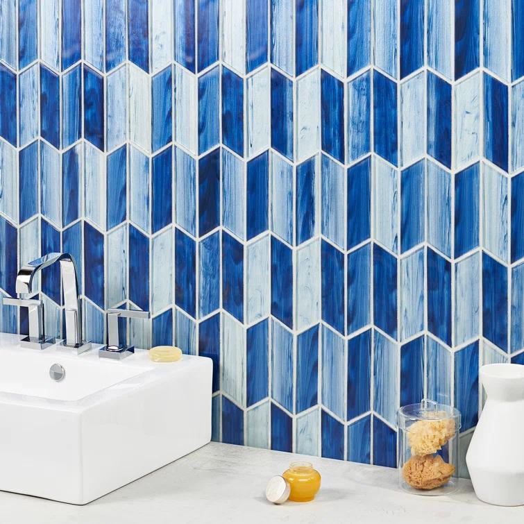 Tara Chevron 11.73 in. x 11.74 in. Molten Glass Mosaic Wall Tile (0.96 Sq. Ft. / Sheet)