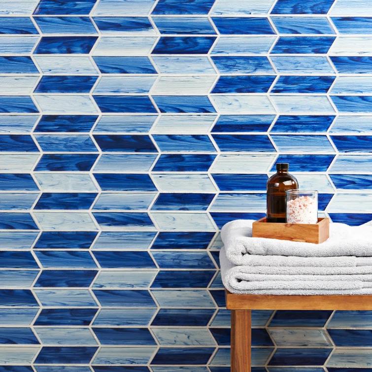 Tara Chevron 11.73 in. x 11.74 in. Molten Glass Mosaic Wall Tile (0.96 Sq. Ft. / Sheet)