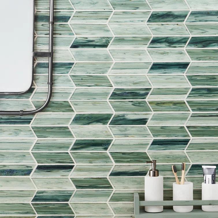 Tara Chevron 11.73 in. x 11.74 in. Molten Glass Mosaic Wall Tile (0.96 Sq. Ft. / Sheet)