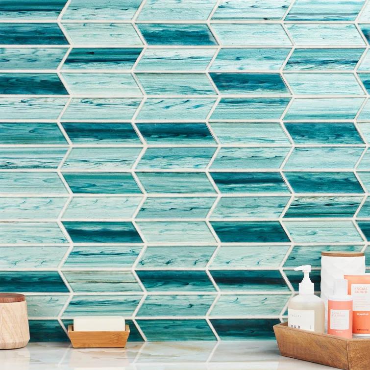 Tara Chevron 11.73 in. x 11.74 in. Molten Glass Mosaic Wall Tile (0.96 Sq. Ft. / Sheet)