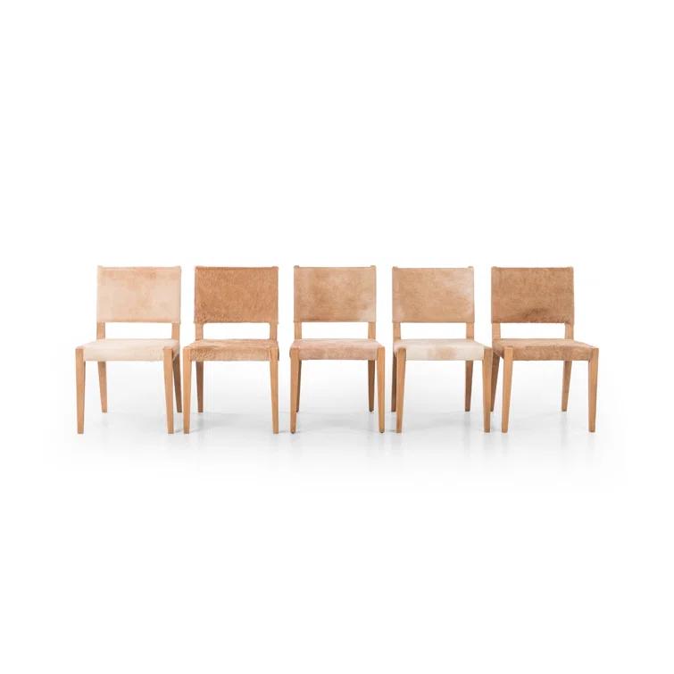 Palomino Leather Upholstered Side Chair with Wood Accents