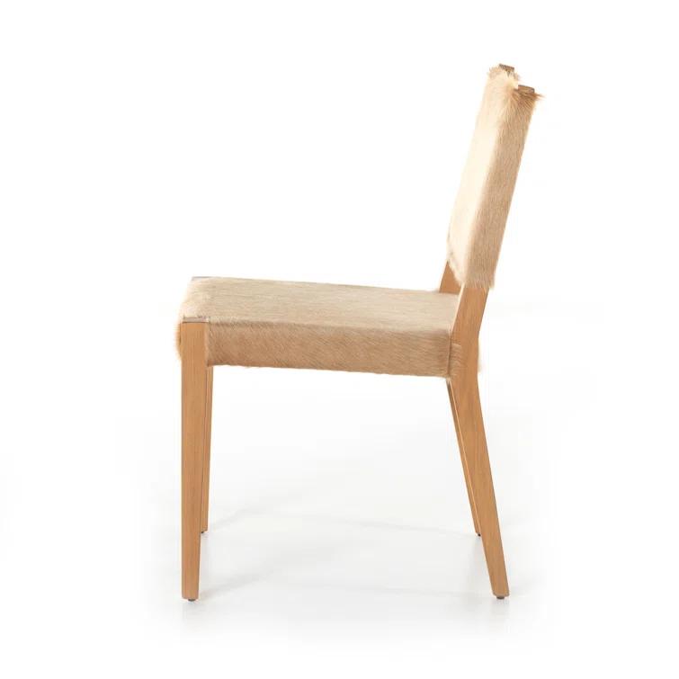 Palomino Leather Upholstered Side Chair with Wood Accents