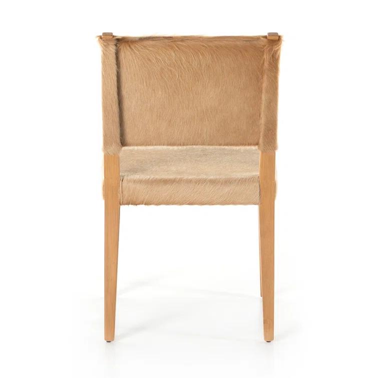 Palomino Leather Upholstered Side Chair with Wood Accents