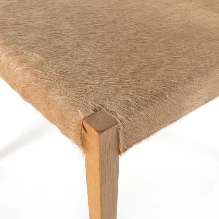 Palomino Leather Upholstered Side Chair with Wood Accents