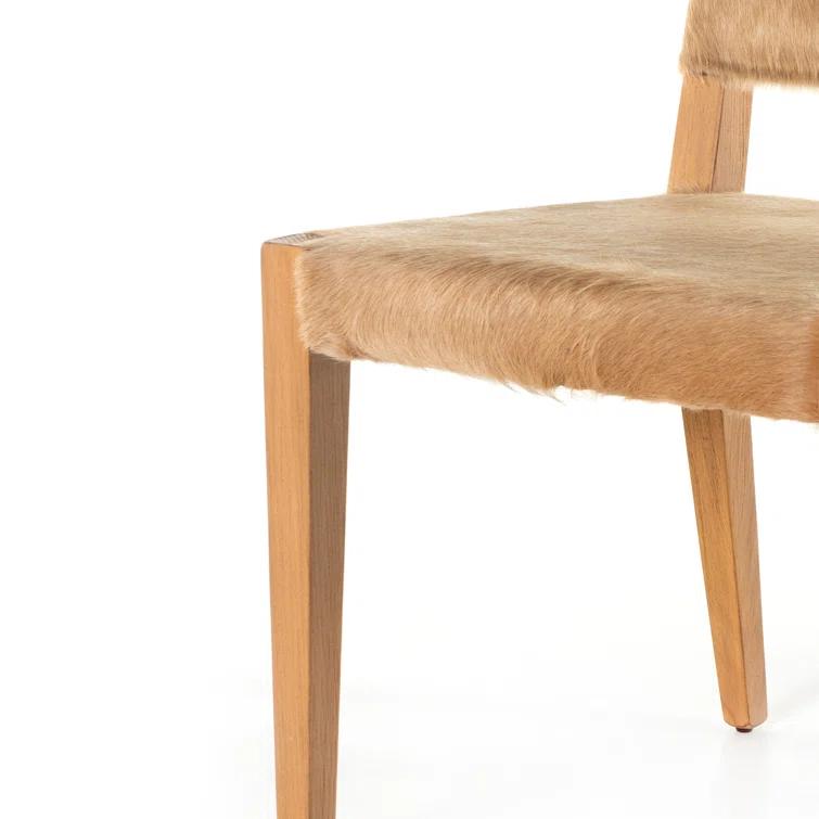 Palomino Leather Upholstered Side Chair with Wood Accents