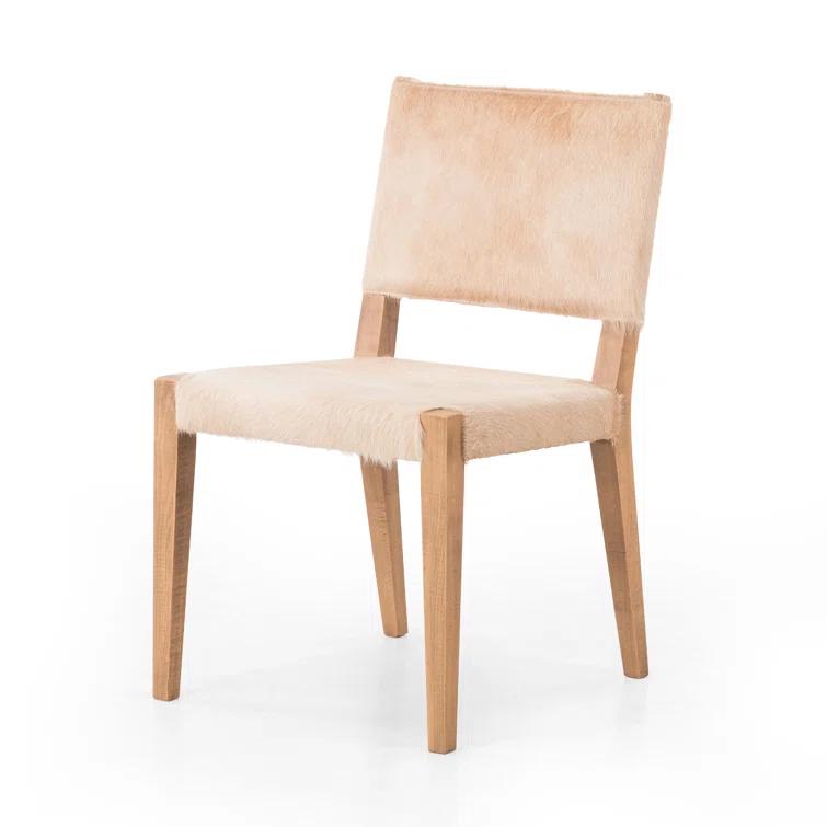Palomino Leather Upholstered Side Chair with Wood Accents
