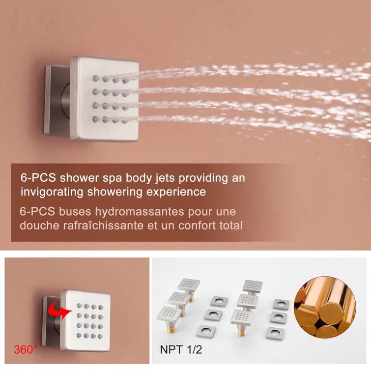 Herathena 3 Functions Ceiling Mounted Luxury Shower System with 6 Body Jets (Rough-in Valve Included)
