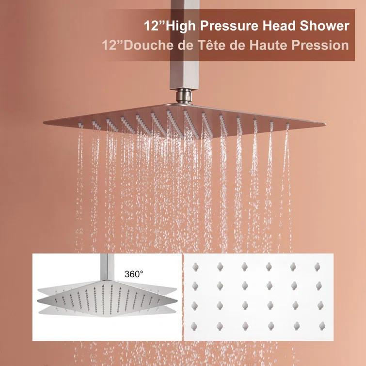 Herathena 3 Functions Ceiling Mounted Luxury Shower System with 6 Body Jets (Rough-in Valve Included)