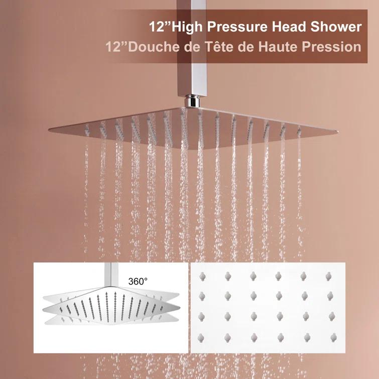 Herathena 3 Functions Ceiling Mounted Luxury Shower System with 6 Body Jets (Rough-in Valve Included)
