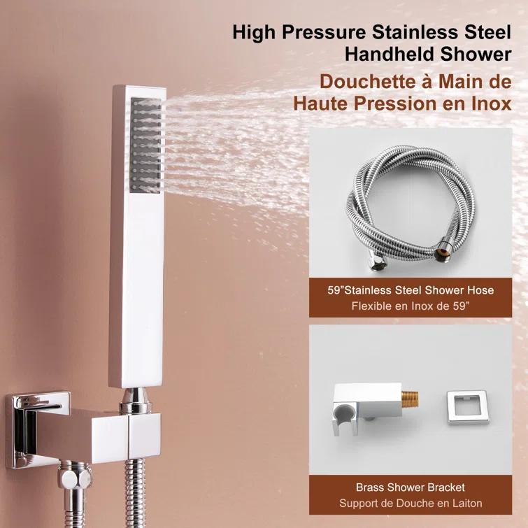 Herathena 3 Functions Ceiling Mounted Luxury Shower System with 6 Body Jets (Rough-in Valve Included)