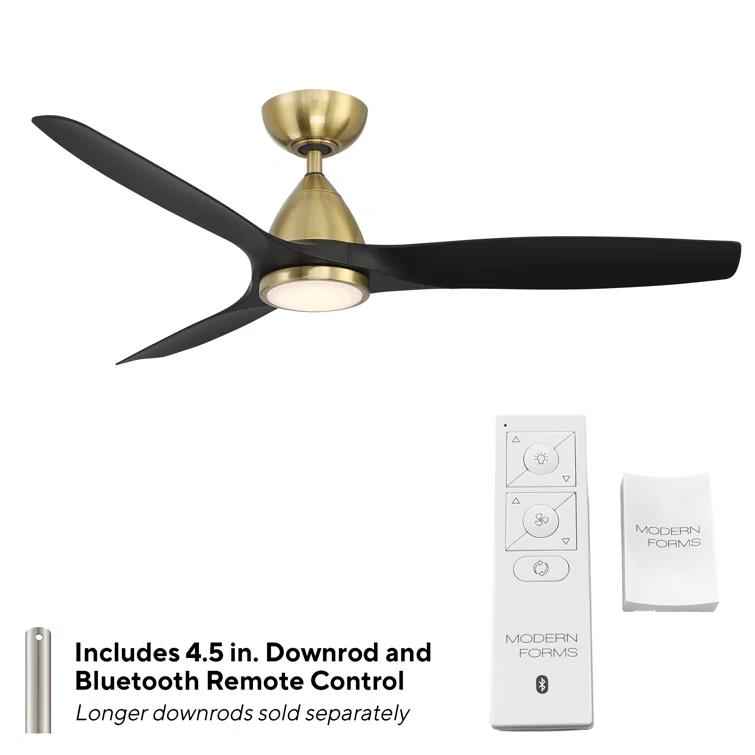 Skylark 3 - Blade Indoor/Outdoor Smart Ceiling Fan with Adjustable CCT 2700K-3000K-4000K-5000K LED Light Kit and Remote Control Included, Works With Alexa and iOS or Android App