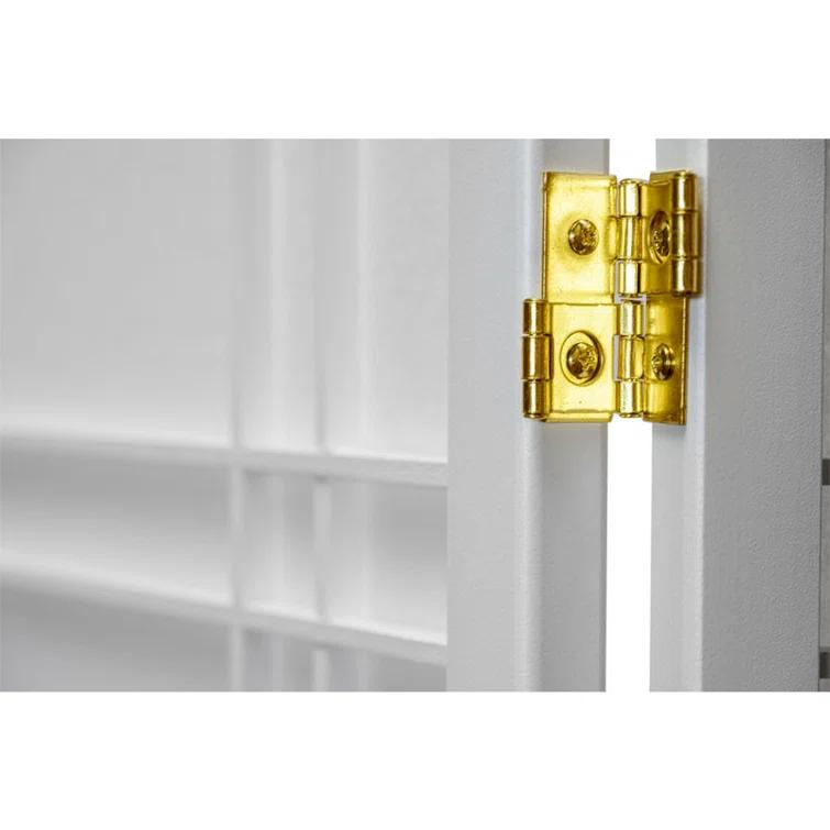 6 ft. Tall Double Cross Shoji Screen - White (4 Panels): Hardwood Frame, Metal Hinges, Lightweight