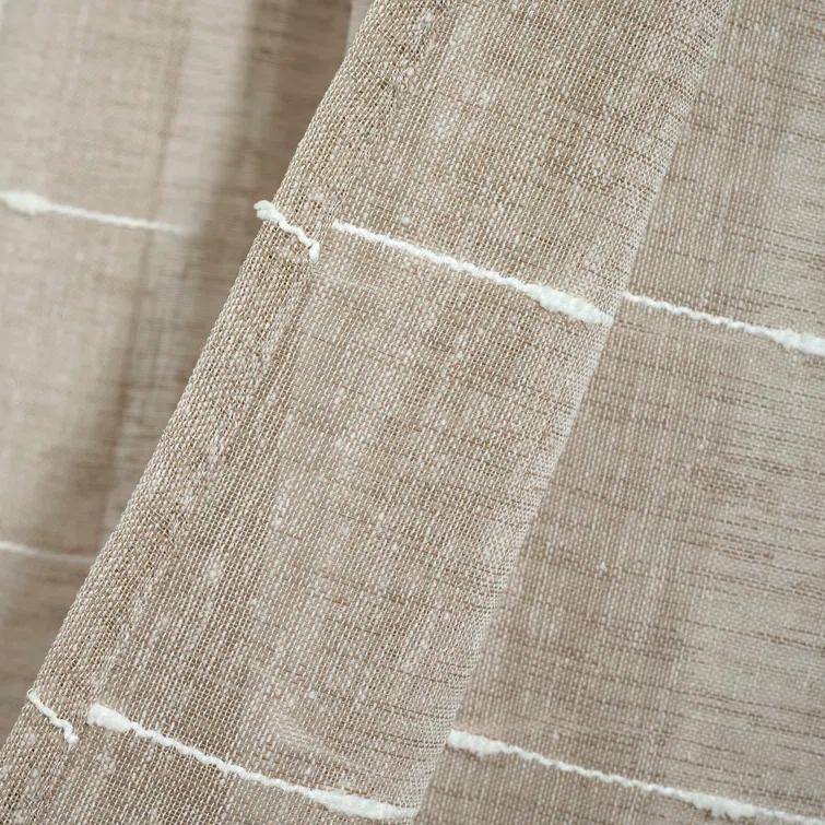 Farmhouse Textured Sheer Polyester Sheer Curtain Pair (Set of 2)