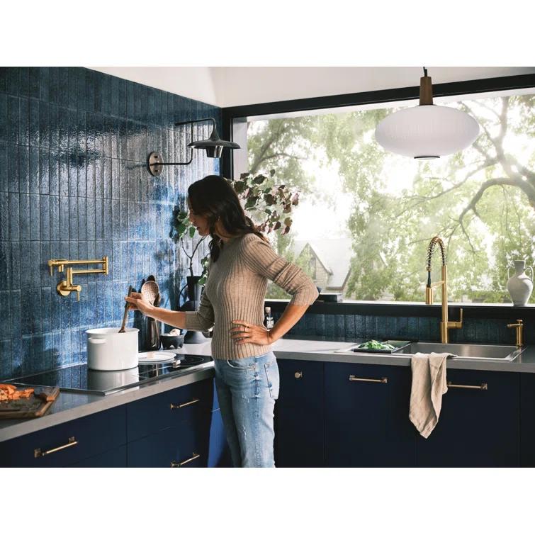 Moen Traditional Wall Mount Swing Arm Folding Pot Filler Kitchen Faucet