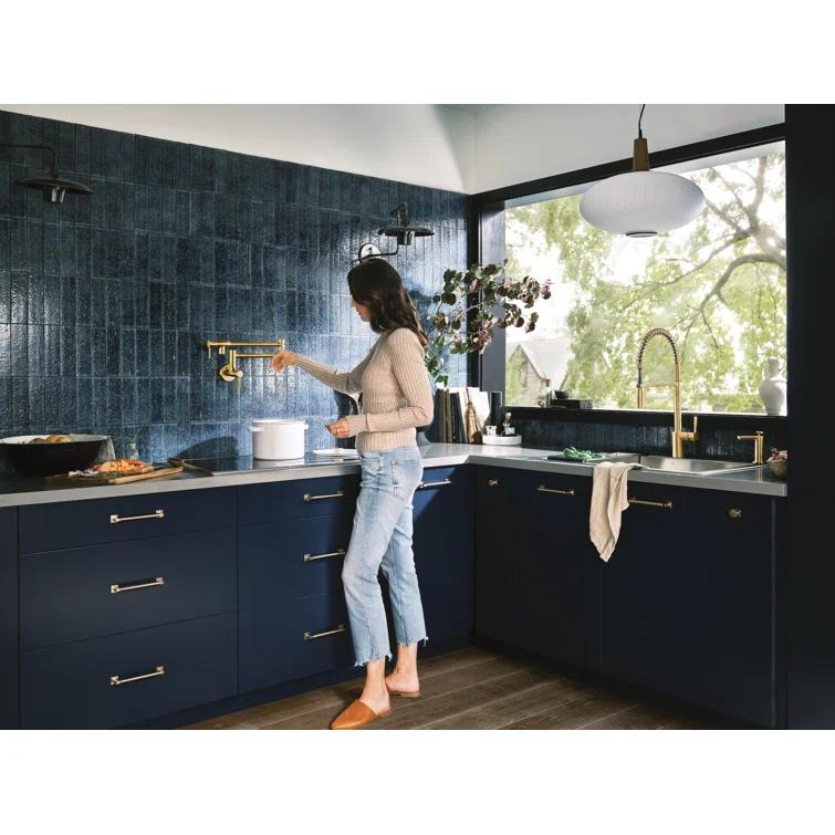 Moen Traditional Wall Mount Swing Arm Folding Pot Filler Kitchen Faucet