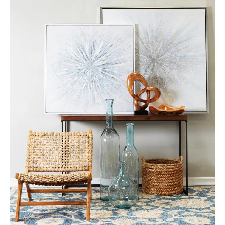 Union Rustic Corneau Wood Minimalistic Dark Brown Console Table with Black Metal Legs