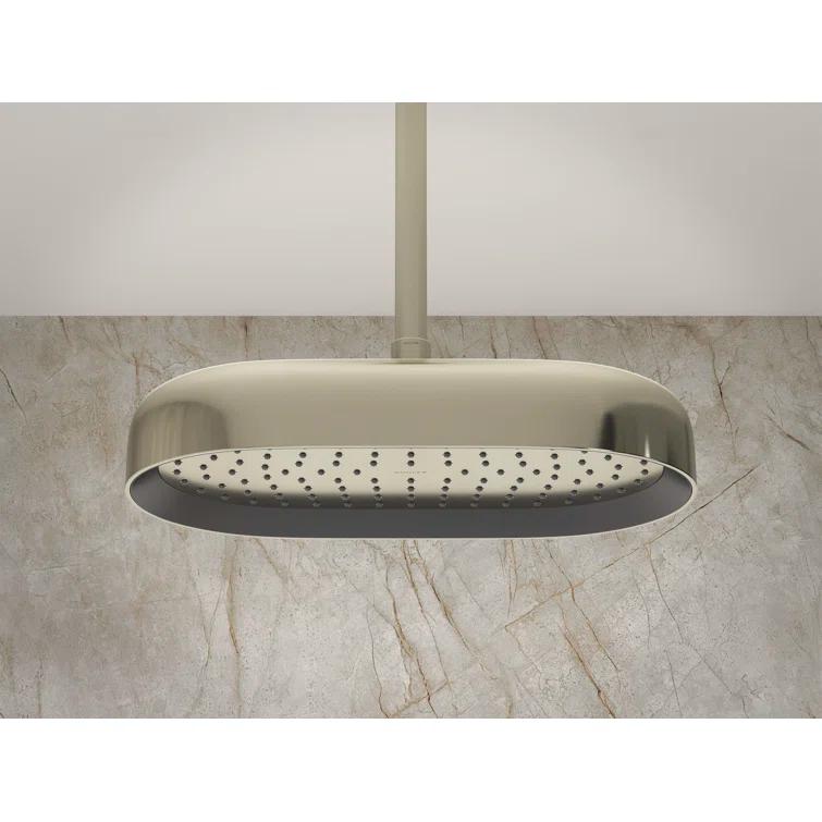 Statement 14" Single-Function Wall or Ceiling-Mount Round Rainhead, Oblong Rain Showerhead 2.5 GPM
