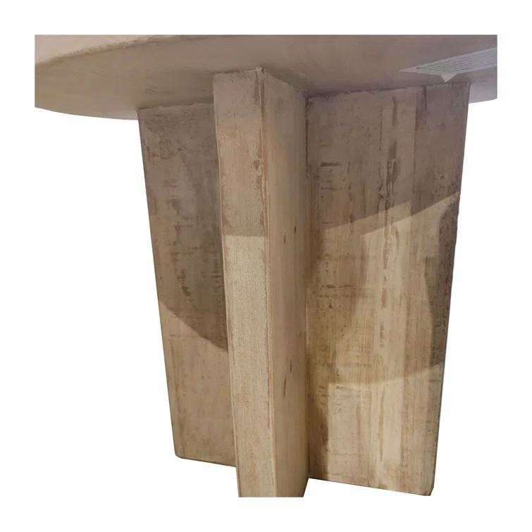 Harley 24" White Wash Solid Pine Wood Round End Table