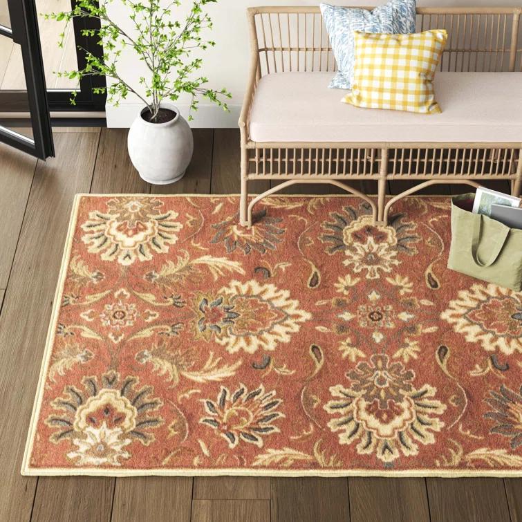 Aaron Hand Tufted Wool Terracotta/Orange/Dusty Sage Rug