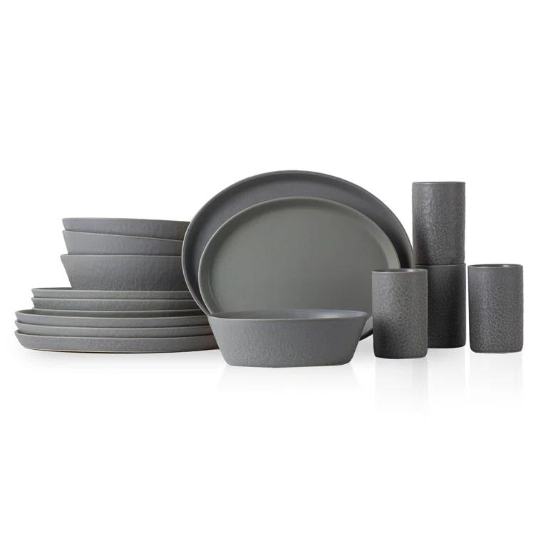 Stone by Mercer Project Katachi 16-Piece Dinnerware Set Stoneware