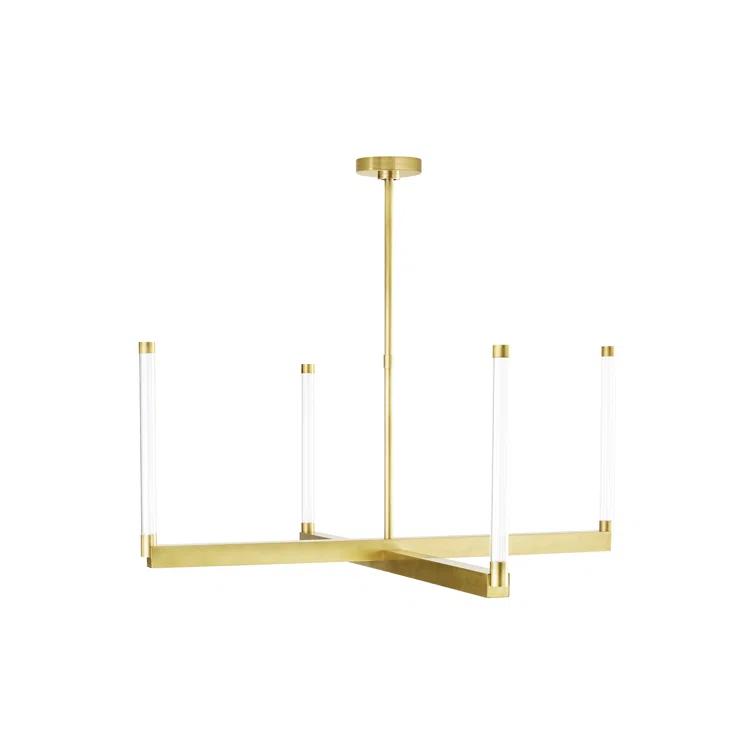 Phobos Sculptural LED Chandelier in Natural Brass, 36" Diameter