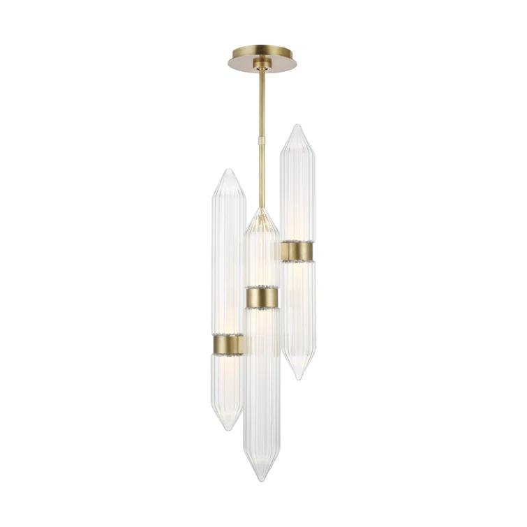 Langston Elegant Crystal LED Pendant in Plated Brass