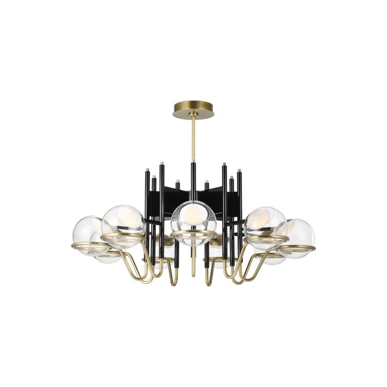 Crosby Glossy Black 37.7" LED Chandelier with Clear Glass Globes