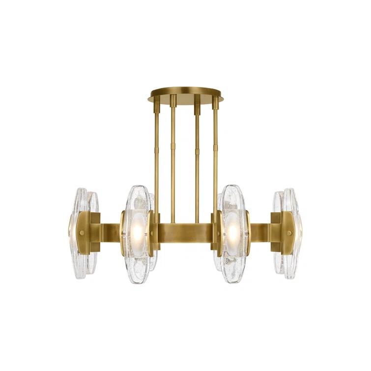 Wythe Large LED Chandelier in Plated Brass with Cast Glass