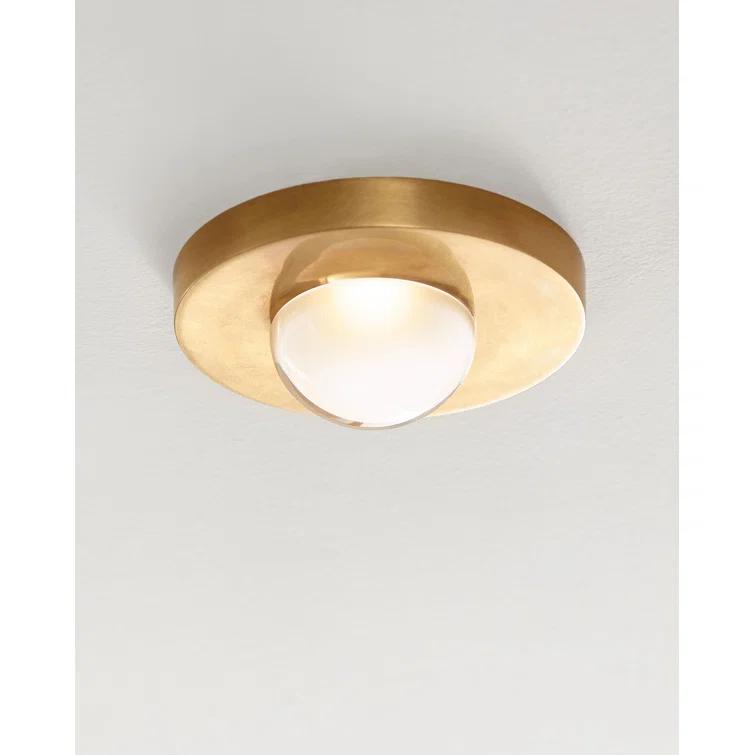 Ebell Modern LED Flush Mount in Natural Brass with Domed Glass