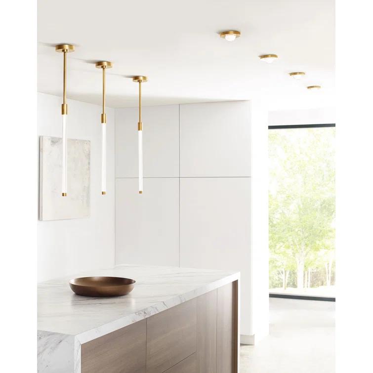 Ebell Modern LED Flush Mount in Natural Brass with Domed Glass