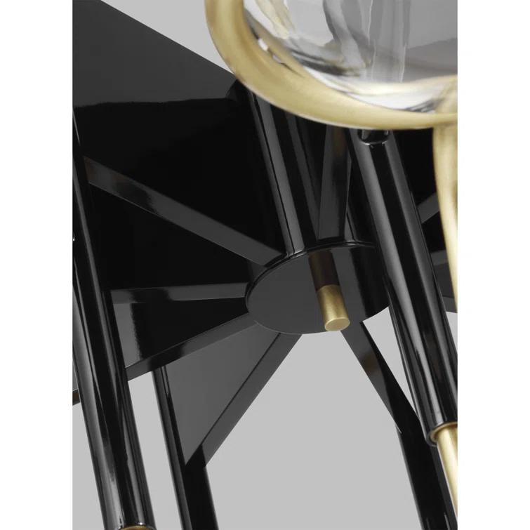 Crosby Glossy Black 37.7" LED Chandelier with Clear Glass Globes