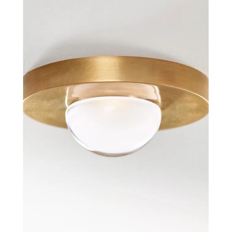Ebell Modern LED Flush Mount in Natural Brass with Domed Glass