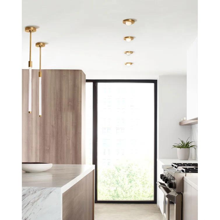 Ebell Modern LED Flush Mount in Natural Brass with Domed Glass