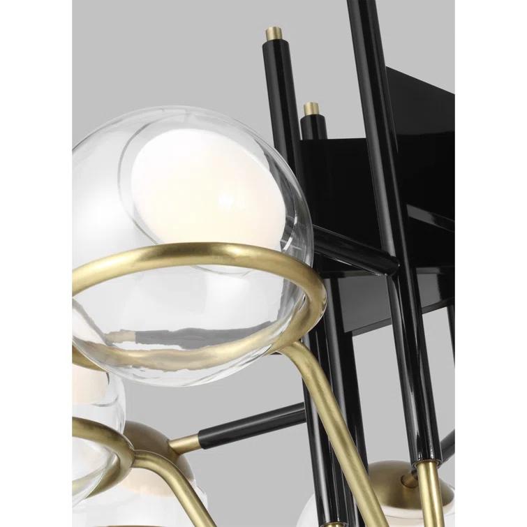 Crosby Glossy Black 37.7" LED Chandelier with Clear Glass Globes